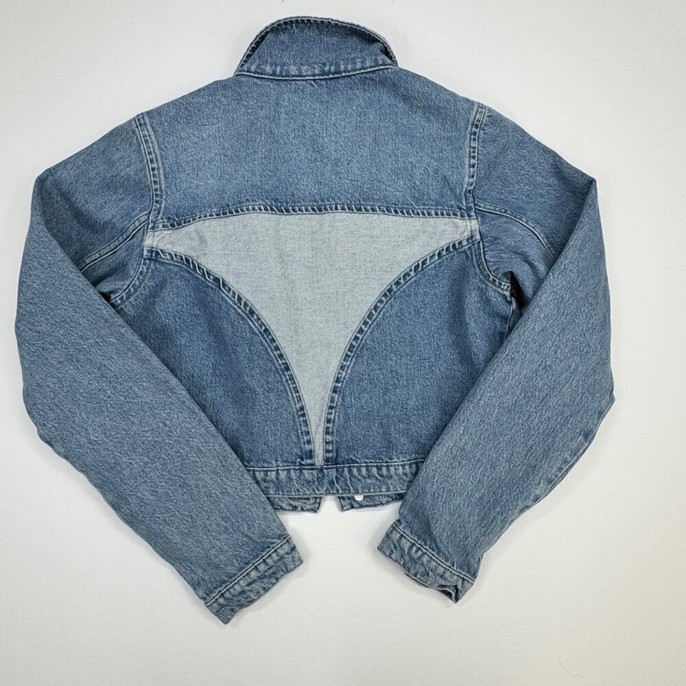Triarchy Reverse Stirrup Denim Jacket Size Small Two Tone Cropped - Picture 9 of 11